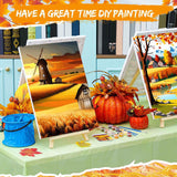 Gersoniel 6 Sets Fall Paint by Numbers Kit for Adults, 16x12 Inch Fall Forest Autumn Landscape Paint by Number DIY Framed Canvas for Home Wall Thanksgiving Decor Gersoniel