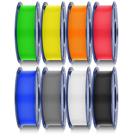 SUNLU ABS Filament 1.75mm 3D Printer Filament Bundle Multicolor, Individually Vacuum Packed, 2kg in Total, 0.25kg per Spool, 8 Pack, 8 Colors, Black+White+Grey+Blue+Yelllow+Green+Red+Orange SUNLU