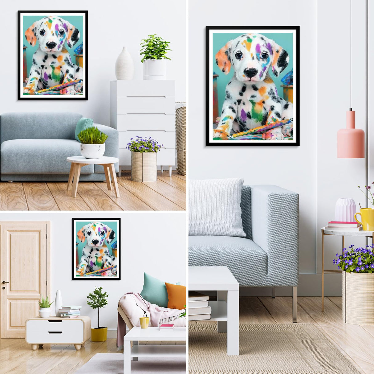 MXJSUA Dalmatian Puppy DIY Diamond Painting by Number Kits for Adults, Dog 5D Round Drill Diamond Gem Art Painting Picture Arts Kits Craft for Home Wall Decor 12x16 Inch MXJSUA