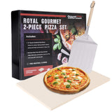 Royal Gourmet KSF1507 2 Piece Pizza Stone Set for Grill and Oven, 15 Inch Rectangular Pizza Stone and Pizza Peel, Baking Accessories Royal Gourmet