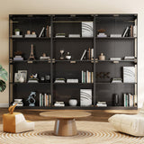 DoCred Display Cabinet with Glass Doors, 63" H Figurines Glass Display Case with 6 Color Lights, 4-Tier Curio Cabinet for Collectibles & Bedroom Living Room Office Storage Cabinets, Black DoCred