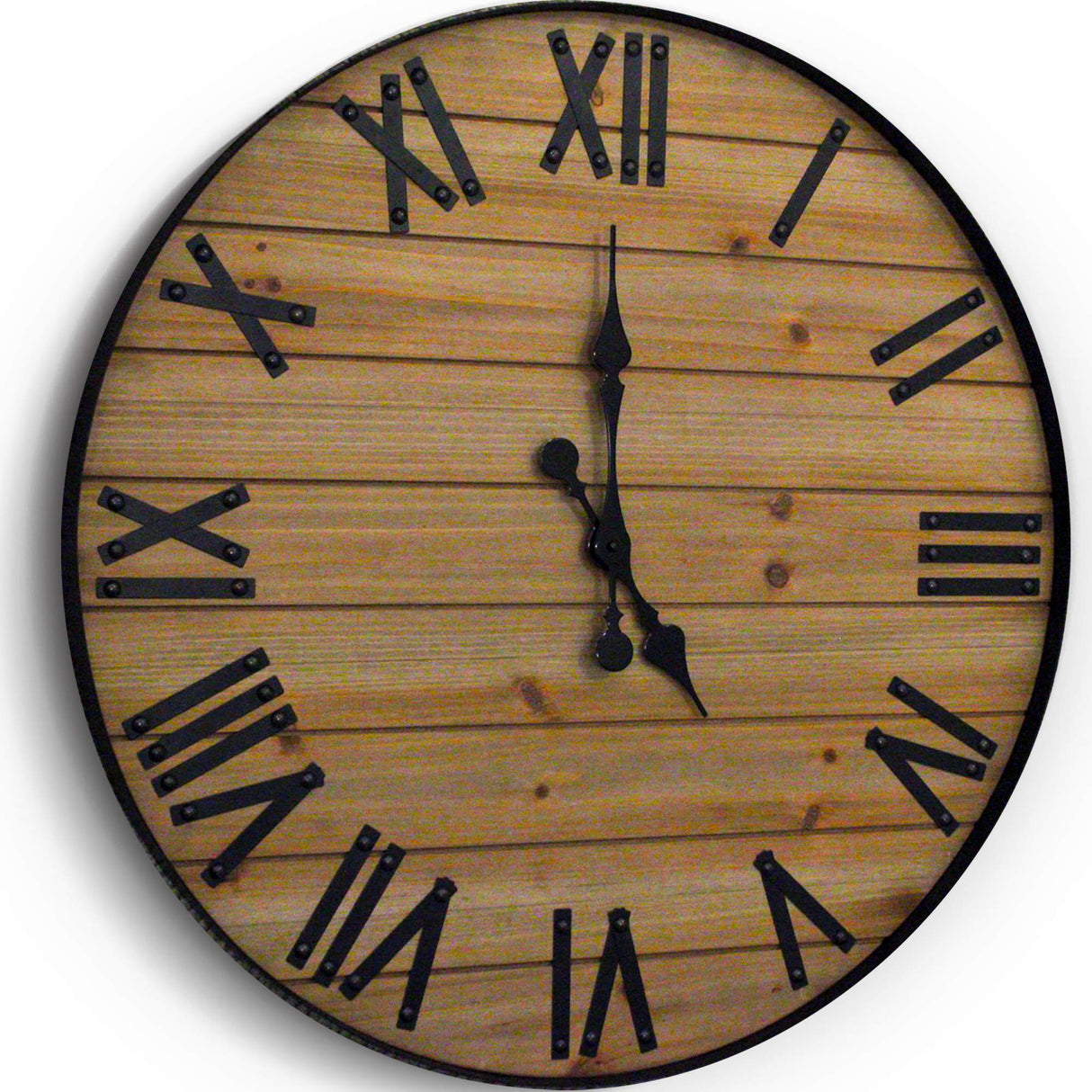 Wallcharmers Large Oversized Rustic Wall Clock, 24” | Handmade with Real Wood and Roman Numerals Wallcharmers