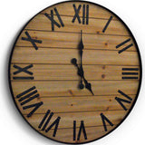Wallcharmers Large Oversized Rustic Wall Clock, 24” | Handmade with Real Wood and Roman Numerals Wallcharmers