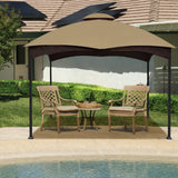 Hugline Outdoor Replacement Canopy Top Double Tier Gazebo Roof Cover for Lowe's Allen Roth 10x12 Gazebo #GF-12S004B-1 (Khaki) Hugline