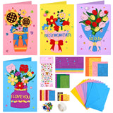 NatuBeau 12 Sets Mothers Day Crafts for Kids, Mother's Day Card Making Kits, DIY Flower Craft Handmade Greeting Card with Envelopes for Classroom Home Kindergarten Activities NatuBeau