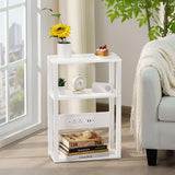 YUFAM Small Narrow Wood Side Table Set of 2 with Charging Station - Skinny Nightstand for Small Spaces, Slim Bedside Table with USB Ports and Outlets - Thin End Table with Storage, White YUFAM