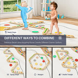 BlueWood 6pcs Balance Beam, Toddler Wood Balance Toy, Montessori Stepping Stones for Girls Boys, Build Coordination and Gross Motor Skills for Kids BlueWood