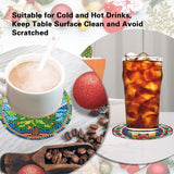 8 Pack Christmas Diamond Art Coasters Kit - Christmas Diamond Painting Coasters Kit Set with Holder Cork Pads, Diamond Art Kits for Adults Coaster, Gift for Handmade Lovers Non-Slip 3.9inch ajepon