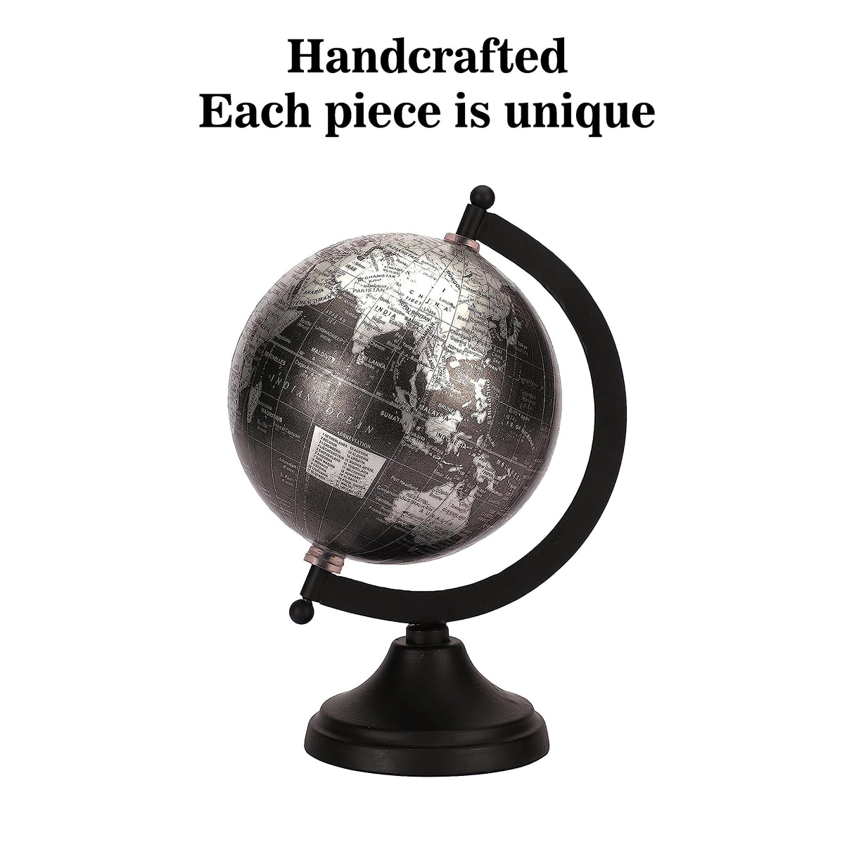 Rely+ 5" World Globe With Sturdy Metal Stand (NOT PLASTIC!) - Desktop Globe For Home Desk Table Office Decor - Book Shelf Decor Globe - 5 Inch - Metallic Black RELY+
