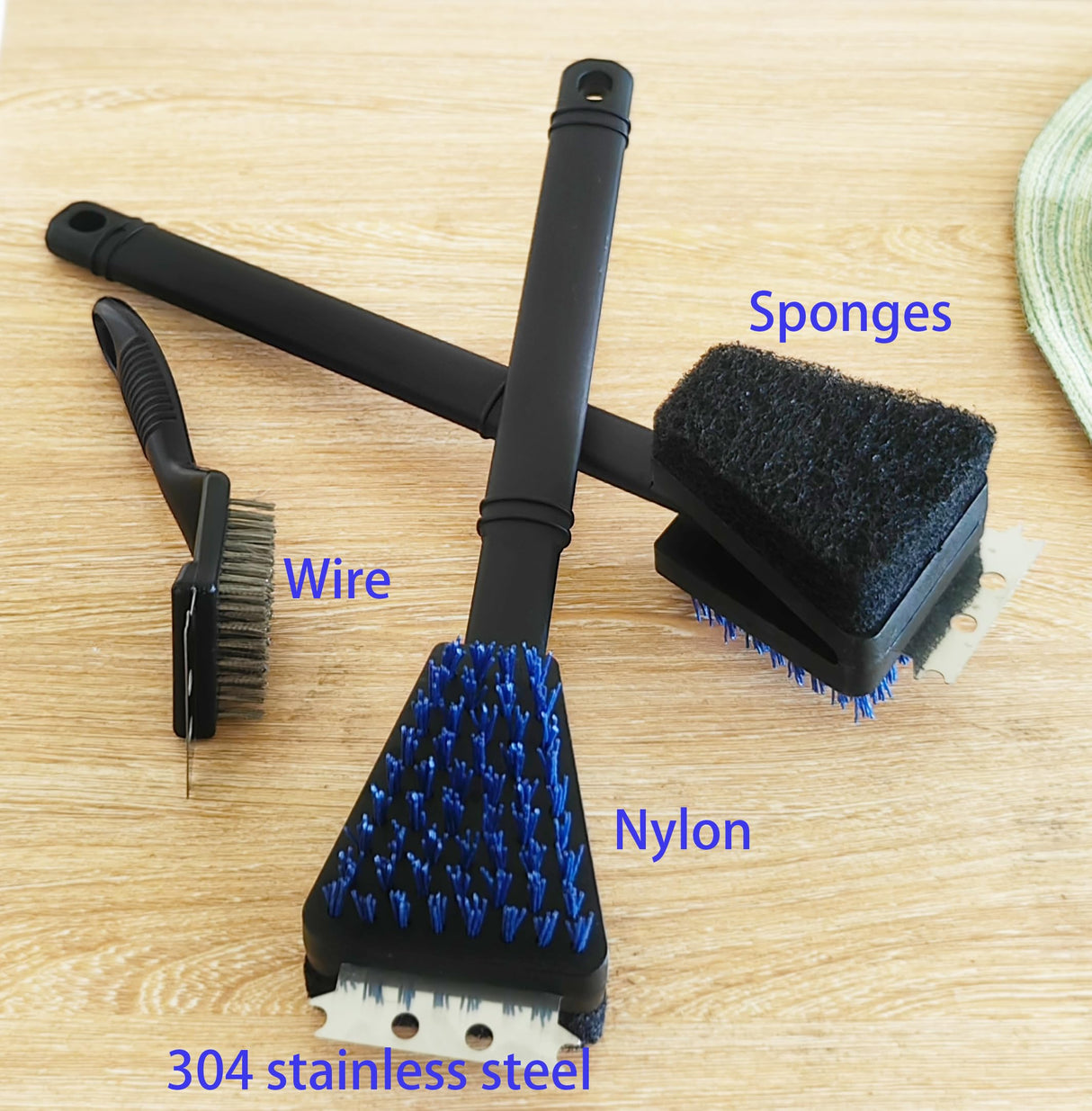Nylon Grill Brush No Wire Bristle Barbecue Brush Grill Cleaning Kit Safe Grill Scraper Brush for Outdoor Grill Cleaner with Hole BBQ Brush Accessories Clean Cool Grates Gift for Men/Dad 3 PCS Novaspark