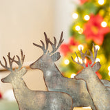 Glitzhome Christmas Reindeer Table Decoration, 12.81 Inches Metal Reindeer Decor with Wood Base, Farmhouse Galvanized Deer Decor for Home Rustic Xmas Mantle Shelf Desk Glitzhome