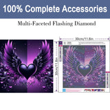 ijbnhd Angel Wings Diamond Art Kits for Adults - Purple Heart Diamond Painting Kits for Beginners, DIY Heart Gem Art Crafts Full Round Drill for Home Walls Decor 12X12Inch ijbnhd