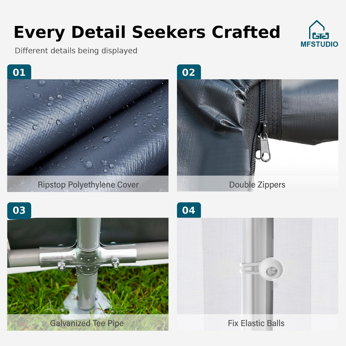 MFSTUDIO Outdoor Storage Sheds 6x10 ft, Portable Carport Shelter Garages Heavy Duty Canopy with Rolled up Zipper Doors, Outside Utility Shed Garage Tent for Motorcycle, Bicycles and Camping Tools MFSTUDIO