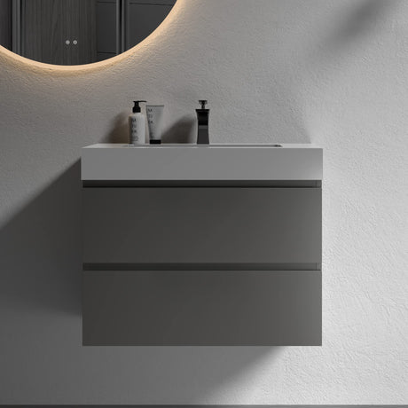 BLUHOUZZ Alice 30 Inch Bathroom Vanity with Sink, Large Storage Wall Mounted Floating Bathroom Vanity for Modern Bathroom, One-Piece Sink Basin Minimalist Bathroom Sink Cabinet BLUHOUZZ