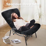 ovios Rocking Chair with Ottoman, Glider Recliner with Footrest, Lazy Accent Armchair with Comfy Cushion for Living Room Bedroom Office, Cloud Plush Corduroy, Black ovios