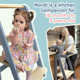 Nordi Foldable Toddler Kitchen Tower, Kitchen Stool Helper, Standing Tower with 3 Adjustable Heights, Suitable Age for 1.5-6 Years, Montessori Kitchen Stools HARPPA