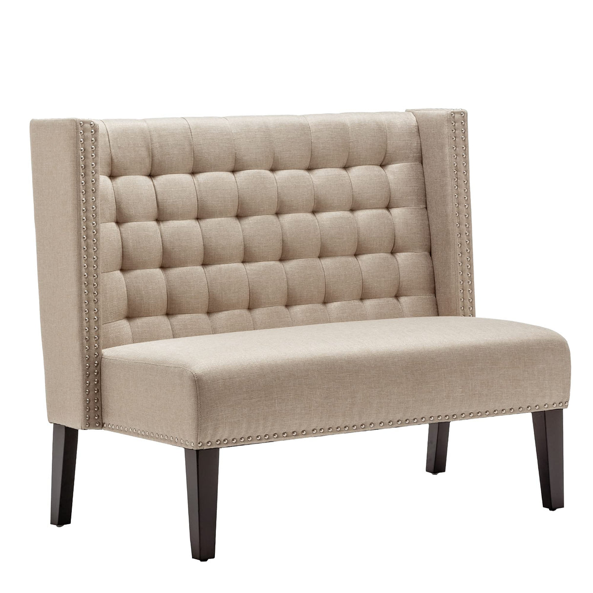 Andeworld Modern Loveseat Settee Bench Sofa Couch, Upholstered Banquette Dining Bench with Back for Dining Living Room Hallway or Entryway Seating,Putty Andeworld
