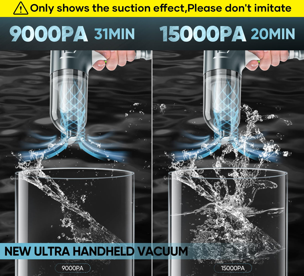 AUXTUR Car Vacuum Portable Cordless Handheld 3 in 1 High Power|15000PA Brushless Motor|Super Suction Mini Car Vacuum with Super Endurance for Car and Home AUXTUR