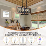 Lingkai Farmhouse Chandelier Rustic Kitchen Island Light Fixture, Industrial Pendant Lighting Fixtures Wood and Metal for Dining Room Pool Table Lingkai