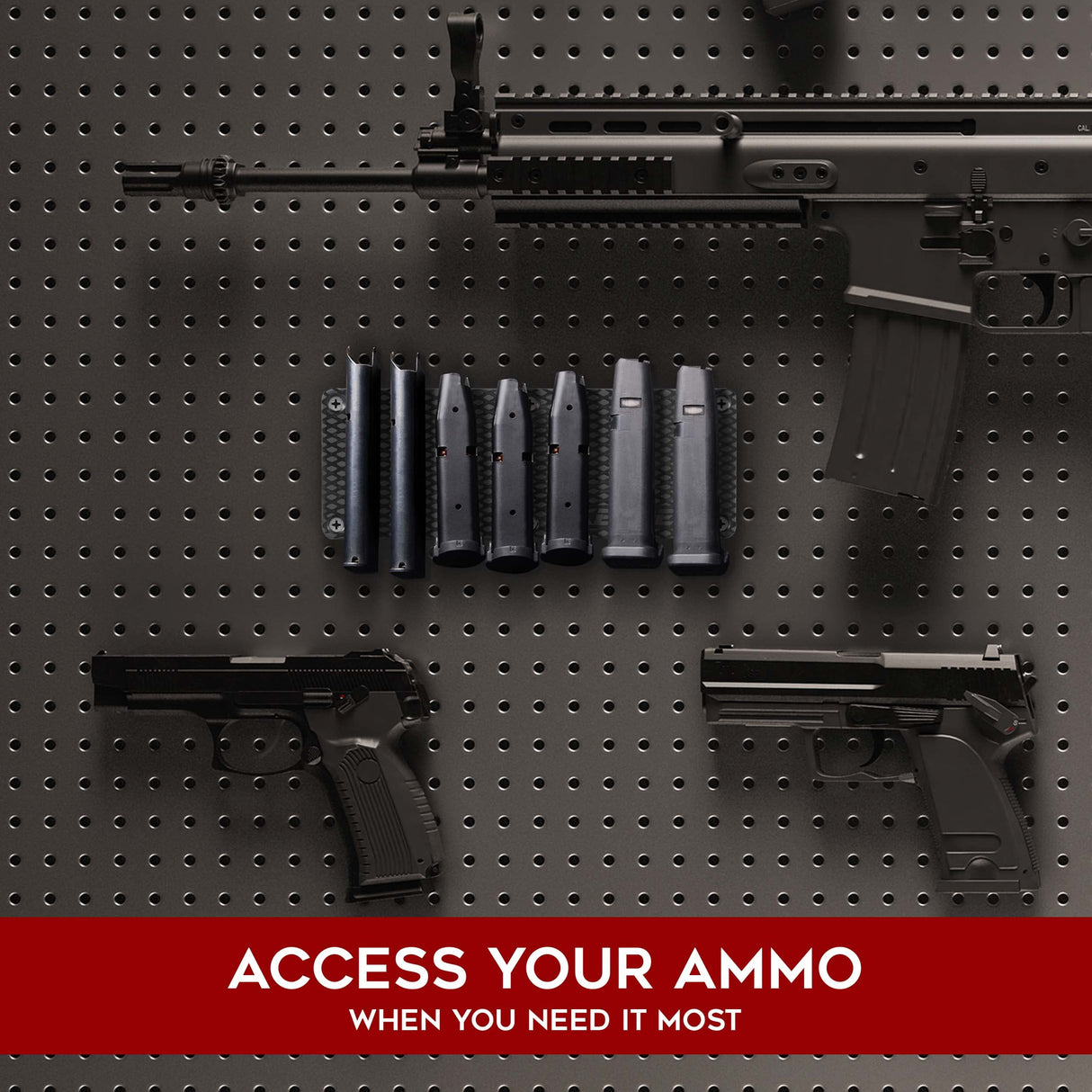 Keeper MG Magnetic Ammunition Holder for Gun Magazines and Clips, Organize Mount in Your Gun Safe, Locker Cabinet, Vault, Ultimate Ammo Storage Accessories for Handgun, Oistol and Rifle Mags, Black KEEPER MG