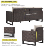 HUMMUH 8 Piece Patio Furniture Set PE Wicker Outdoor Sectional Sofa and Patio Swivel Chairs Outdoor Dining Table Ottomans for Porch,Garden,Backyard,Deck(Brown/Beige) HUMMUH