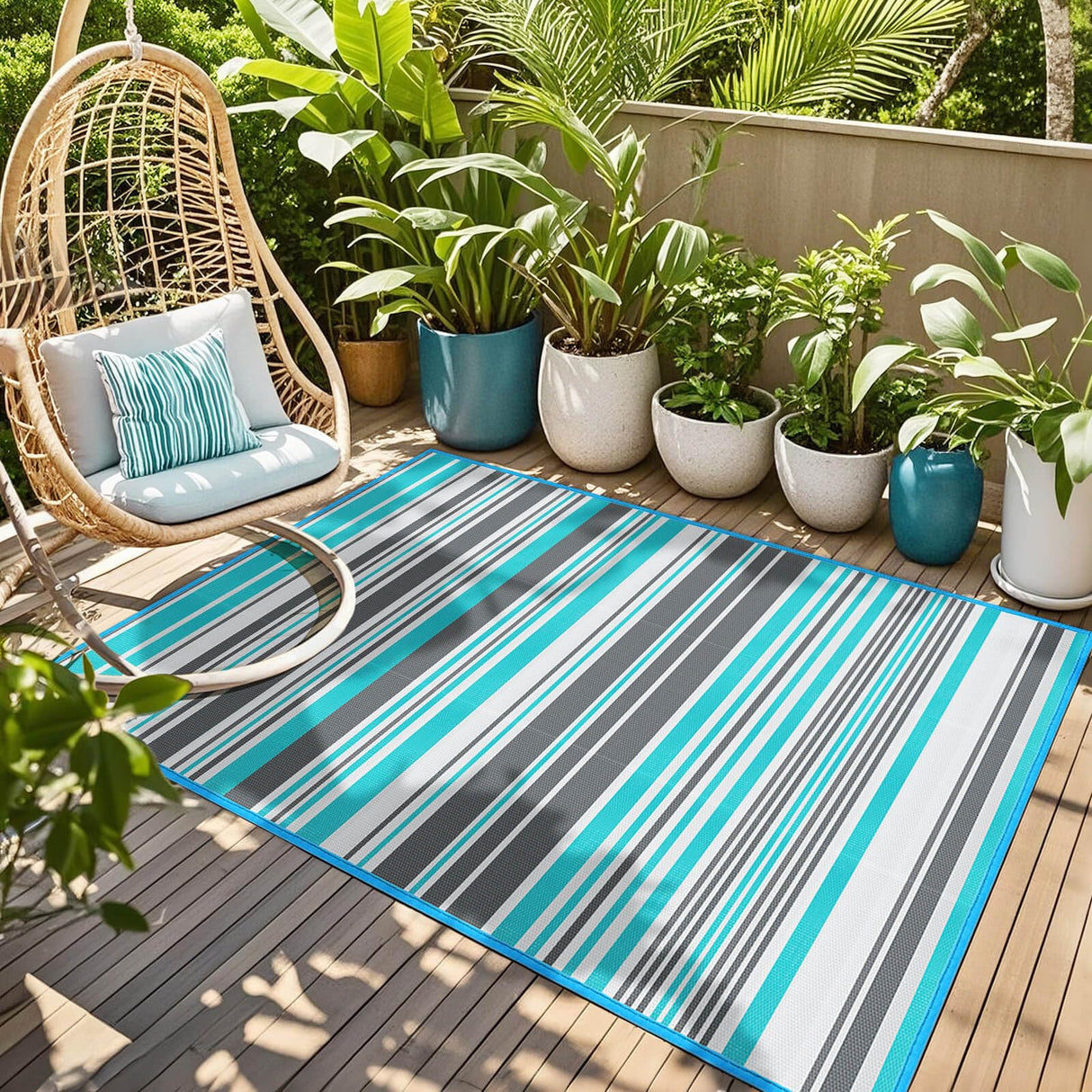 Outdoor Patio Rug Waterproof Camping - 5x8 ft Outdoor Plastic Straw Rug Area Carpet Clearance for Outside, Porch, RV Camper, Picnic, Balcony & Backyard, Patio Decor, Clearance Kalafun