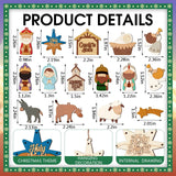 Cinnvoice 60 Pcs Wood Christmas Crafts for Adults DIY Paint Xmas Ornaments Blank Unfinished Wooden Cutouts Shapes Slices Hanging Embellishment for Christmas Tree Holiday Party Decor(Jesus Nativity) Cinnvoice