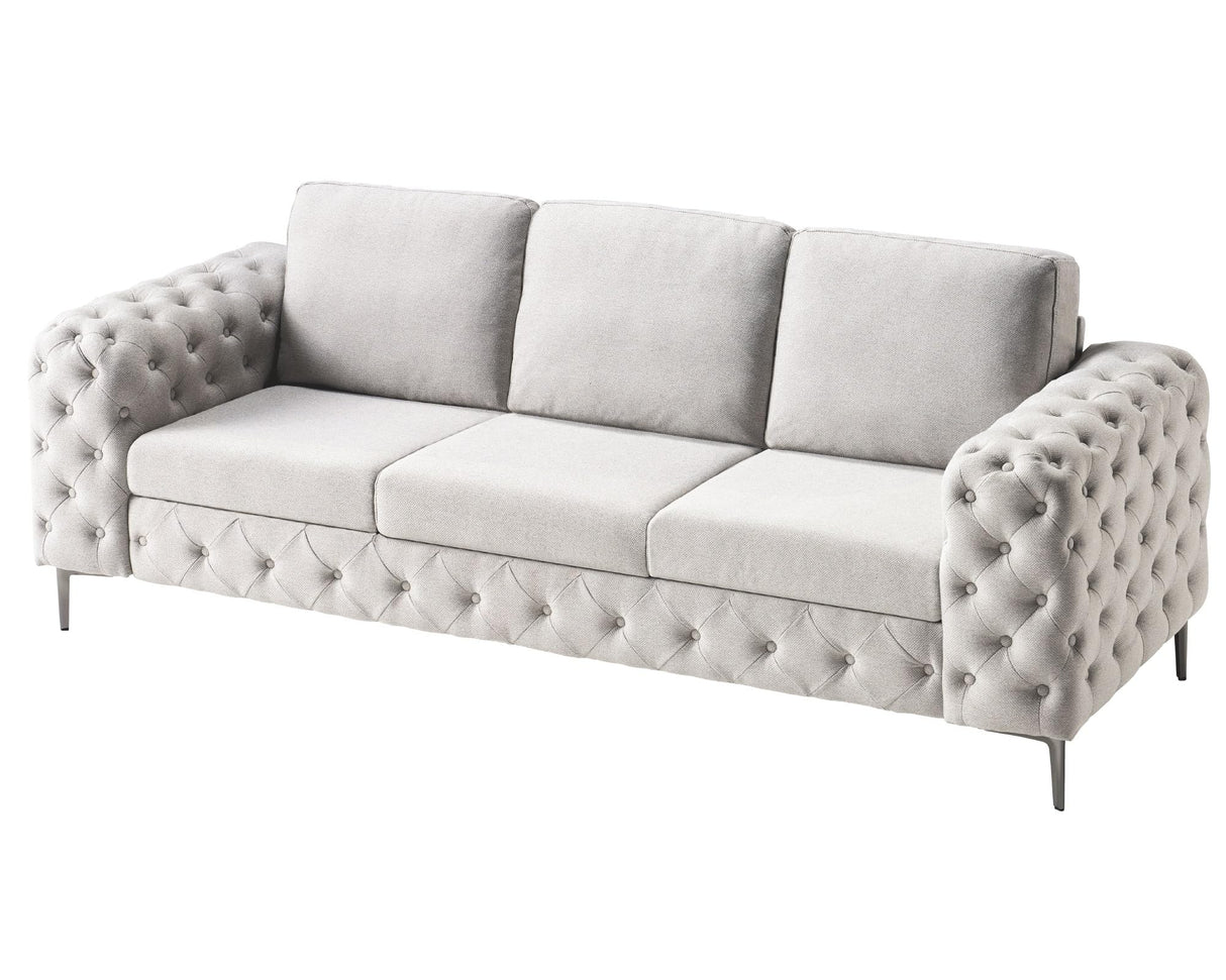 VanAcc Modern Sofa, 92 inch 3 Seater Sofa with Stylish Thick Armrest, Upholstered Button Tufted Couch for Living Room, Apartment, Linen Beige Oversized Couch VanAcc