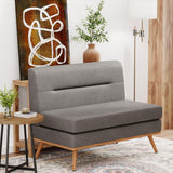 Aklaus Upholstered Small loveseat,Faux Leather Modern Mini Sofa Couch Love Seat Armless Settee Bench with Back for Living Room Bedroom Office Small Space Entryway Grey Aklaus