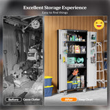 VINGLI 72'' Tall Garage Storage Cabinet, Metal Storage Cabinet with Pegboards, Wheels, Locking Doors and Adjustable Shelves (Black & Silver, 32''W x 16''D x 72''H) VINGLI