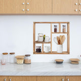 MITREL 17.7x15.7-Inch Shadow Box Display Shelf，6-Slot Rustic Floating Shelves，Larger Wood Trinket Shelf Freestanding Farmhouse Curio Shelf(6C-Brown) MITREL