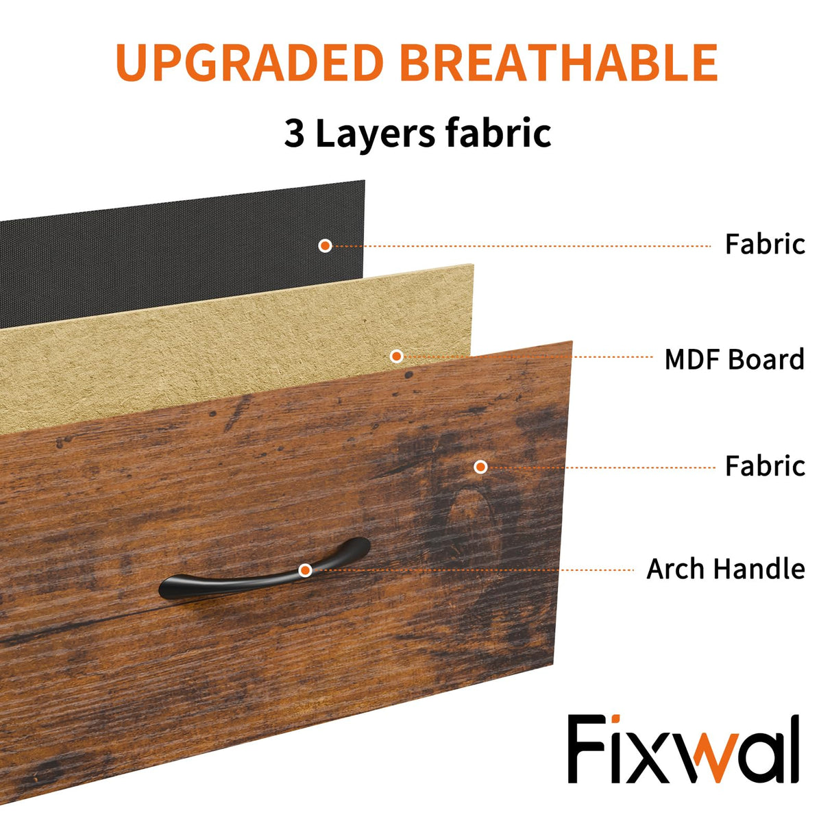 Fixwal Dresser for Bedroom with Power Outlets and LED Lights, Rustic Brown 55" TV Stand with 8 Drawers, Fabric Chest of Drawers with Wood Grain Finish for Entryway Fixwal