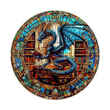 Wooden Puzzles for Adults - The Dragon's Library Wooden Jigsaw Puzzles for Adults Kids, Unique Shaped Challenging Animal Adult Puzzles，Creative Gifts Family Game 8.5 * 8.5in 100pcs Purdicra