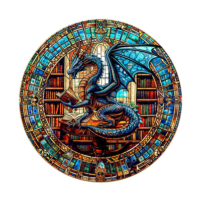 Wooden Puzzles for Adults - The Dragon's Library Wooden Jigsaw Puzzles for Adults Kids, Unique Shaped Challenging Animal Adult Puzzles，Creative Gifts Family Game 8.5 * 8.5in 100pcs