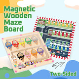 wakeInsa 2 in 1 Magnetic Color and Number Maze,Montessori Toy for 3-6 Years Old,Wooden Magnet Balls Puzzles,Toddler Busy Board Game,Preschool Learning Activities,Christmas & Birthday Gift for Kids wakeInsa