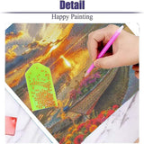 hyzsj 5D Lake Boat Diamond Art Painting,Large Diamond Painting Kits for Adults Sunset,DIY Full Drill Crystal Rhinestone Arts,Gem Art Painting with Diamond Home Wall Decor(27.5 X 15.7inch) hyzsj