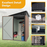 Breezestival 6x4 FT Lean to Shed, Outdoor Metal Storage Shed, Utility Steel Tool Shed with Lockable Door for Bike, Garden, Backyard, Patio, Lawn Breezestival