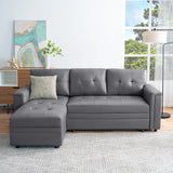 Naomi Home L-Shaped Sectional Sleeper Sofa with USB Ports - Convertible Pull-Out Bed, Ample Storage, Timeless Design, Durable Construction, Gray/Air Leather Naomi Home