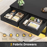 Itaar 31.5" Lift Top Coffee Table with Storage, Square Coffee Tables for Living Room, Coffee Table with 2 Fabric Drawers & Large Storage Shelvs, Black Itaar