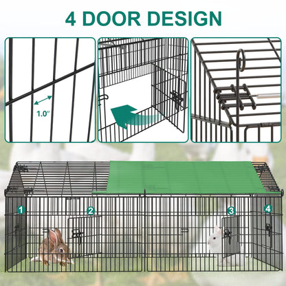 YITAHOME Metal Chicken Coop, Large Chicken Run Rabbit Enclosure Pen Pet Playpen with Waterproof Cover for Yard Backyard Farm Hen Rabbit Duck