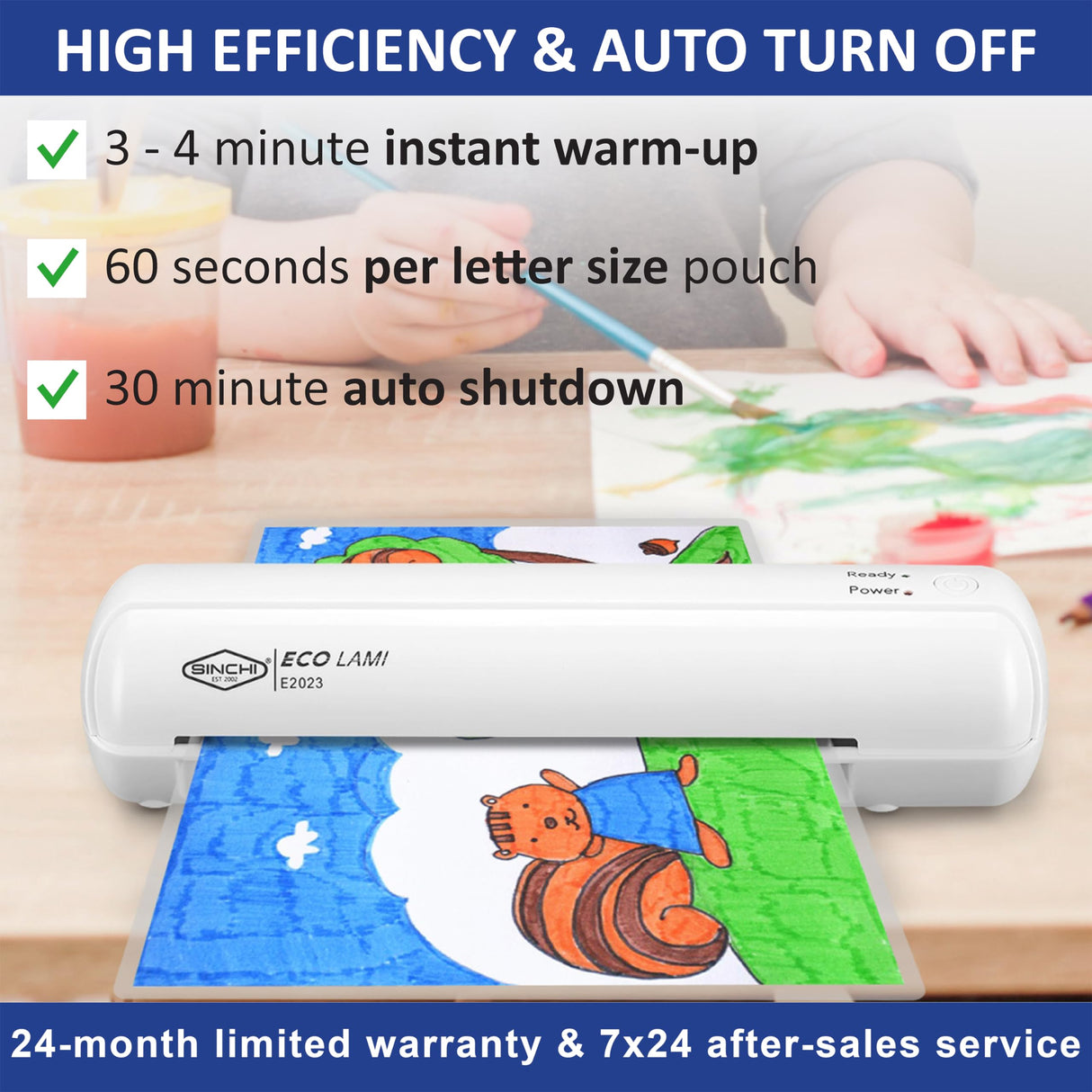 SINCHI 9-Inch Laminator, 3–5 Mil, Thermal Laminating Machine with 10 Sheets, Jam Release Lever, 30-Min Auto Shut-Off, One-Touch Easy Operation, Compact for Home, Office, and School SINCHI