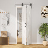 ROOMTEC 30"x84" Solid Pine Bi-Fold Closet Door, White Finish Folding Interior Door, Pre-Assembled, with Track Hardware, for Bedroom, Wardrobe, Laundry Room ROOMTEC