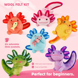MOREJMTT Needle Felting Kit, 6 PCS Farm Animal Needle Felting Beginner Kits, Wool Felt Needle Felting Tools Foam Pad, Craft Party Supplies for Beginners Adult(6pack Axolotl) MOREJMTT