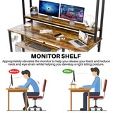 HYPIGO Rustic Brown Heavy Duty Computer Desk with Hutch and Keyboard Tray HYPIGO