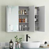 LDAILY Moccha Bathroom Mirror with Storage - Medicine Cabinet, Frameless Bathroom Wall Cabinet with 3 Doors and Shelves, Over Toilet Storage Cabinet, Recessed or Surface Mount Installation LDAILY