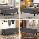 DRM‘SCUUM 50" W Storage Ottoman Bench with Safety Hinge, Load up to 660 lb Ottoman with Storage, Upholstered Tufted Entryway Bench with Seating for Living Room, Bedroom, Entryway, Dark Gray DRM‘SCUUM