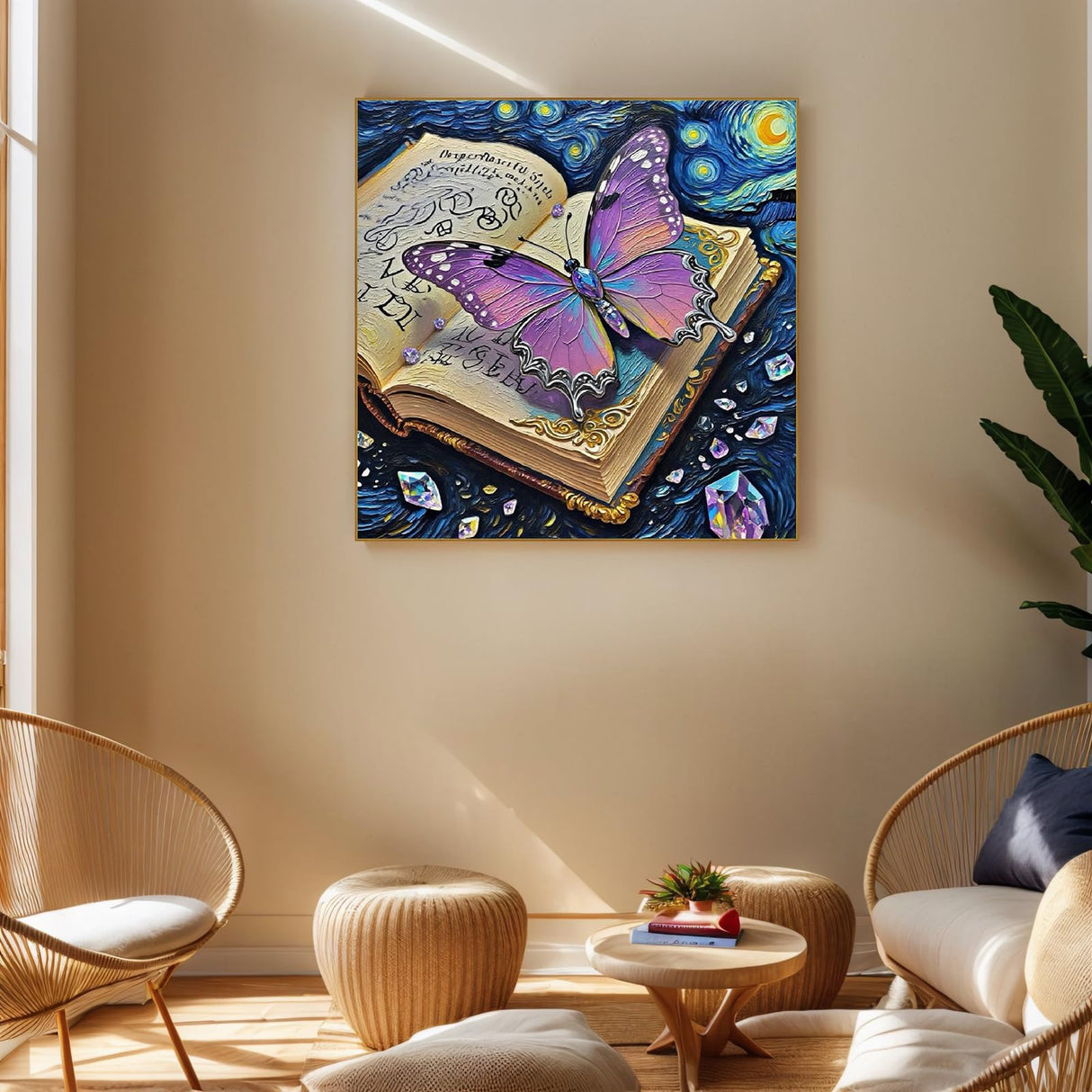 Butterfly Diamond Art Paintings Magic Book Diamond Painting Kit for Adults Beginners DIY Starry Sky Round Diamond Dots 5D Full Drill Painting Kit Craft Kits for Adults Home Wall Art 13.78x13.78 Inch PINFFSHU