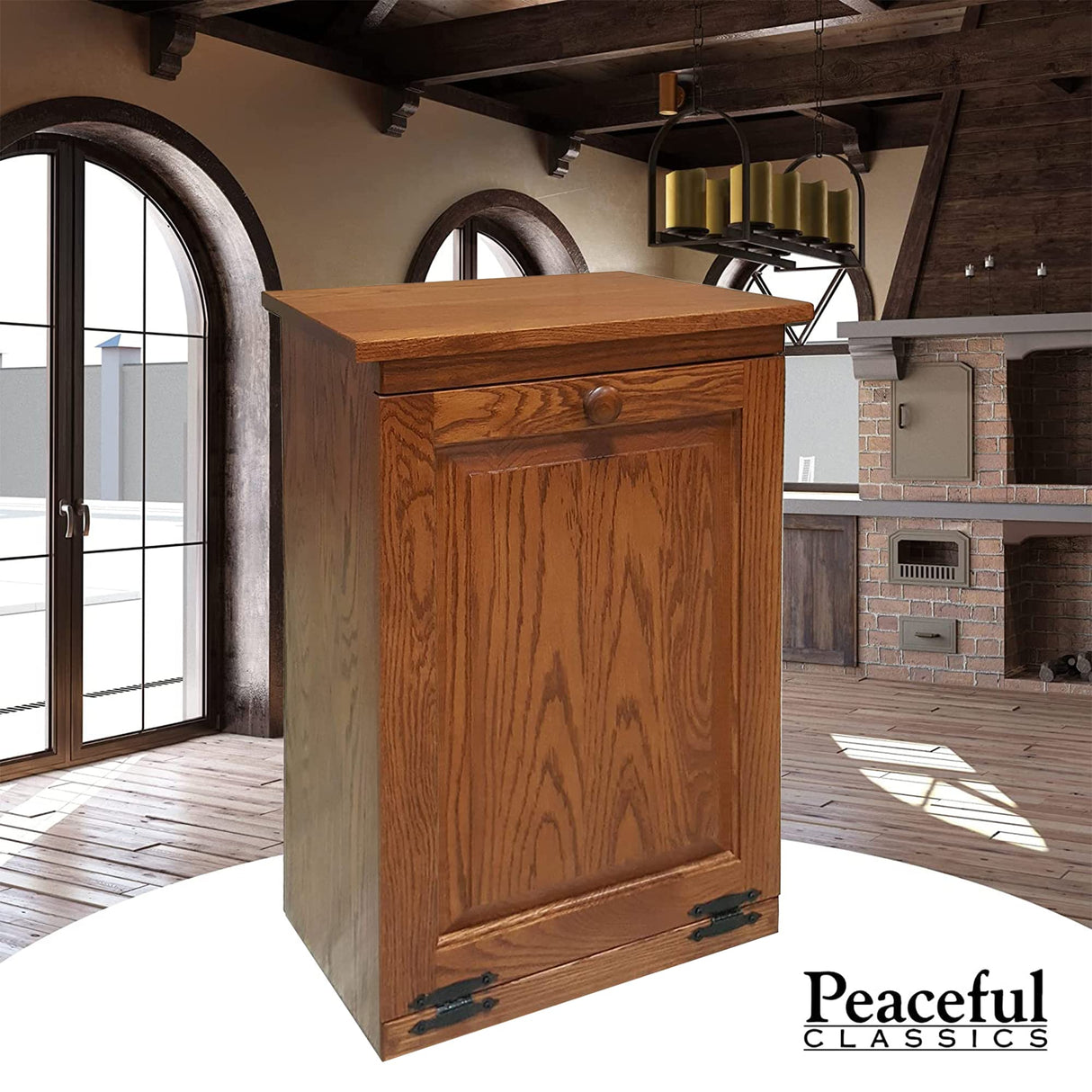 Peaceful Classics Tilt Out Trash Cabinet- Amish Handcrafted Wooden Pull Out Cabinet, Decorative Trash Bin Cabinet for Kitchen, Bedroom, & Home Patio, Tilt Out Laundry Hamper Cabinet, Harvest Peaceful Classics