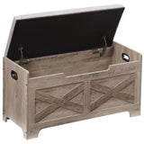coucheta Storage Chest, Farmhouse Storage Trunk, Wooden Entryway Storage Bench with Safety Hinge and Lift-Top for Entryway, Bedroom, Living Room, Grey coucheta