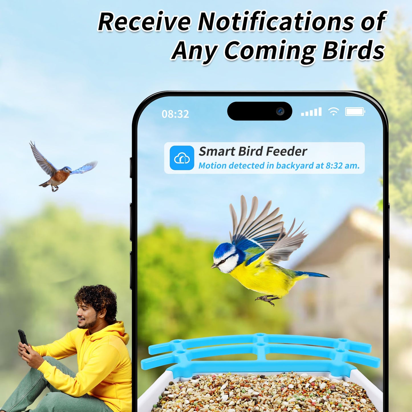Memine FeatherView Pro - Smart Bird Feeder with 4MP Camera Solar Powered, Auto Capture Videos & Motion Detection, Al Birds Identification,